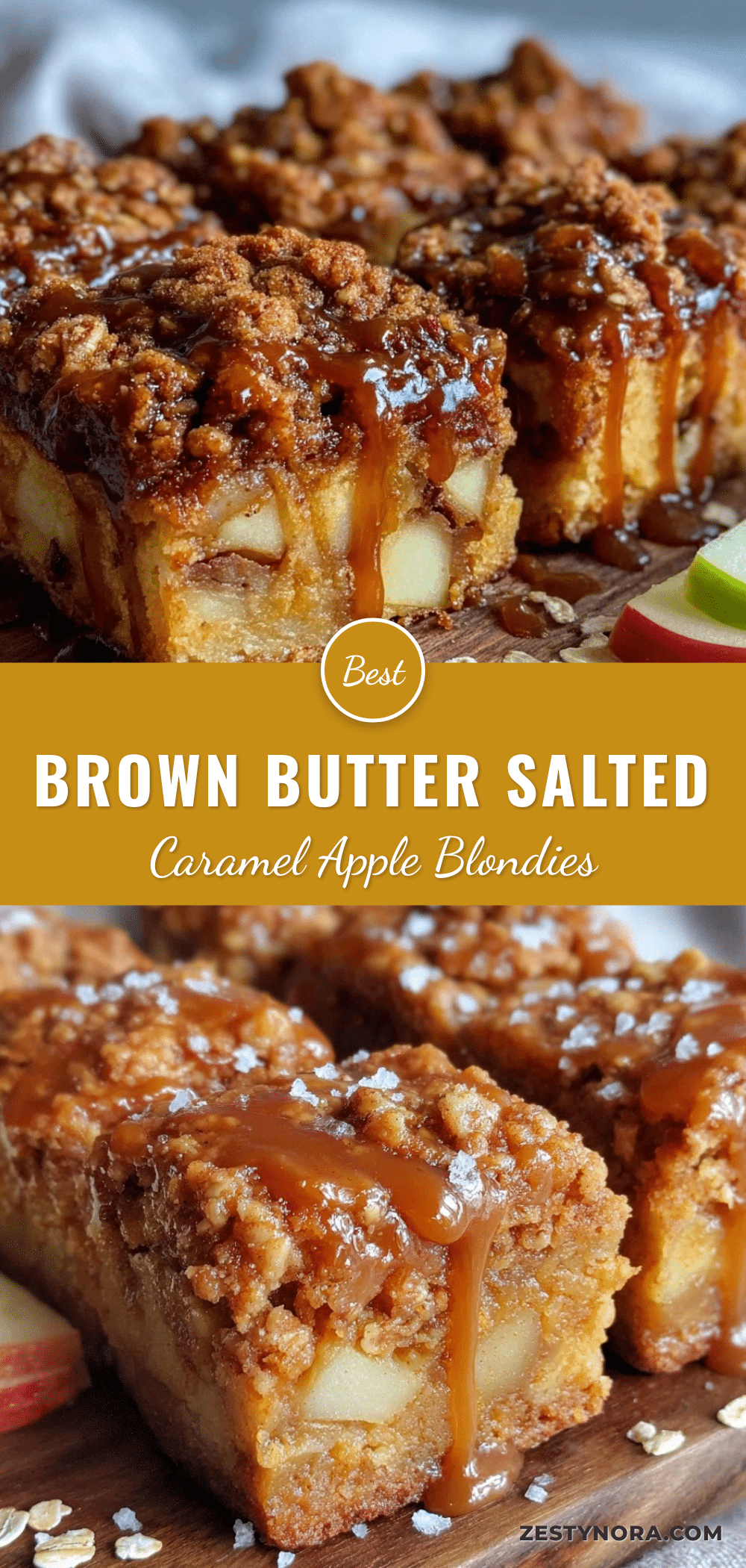 brown butter salted caramel apple blondies recipe