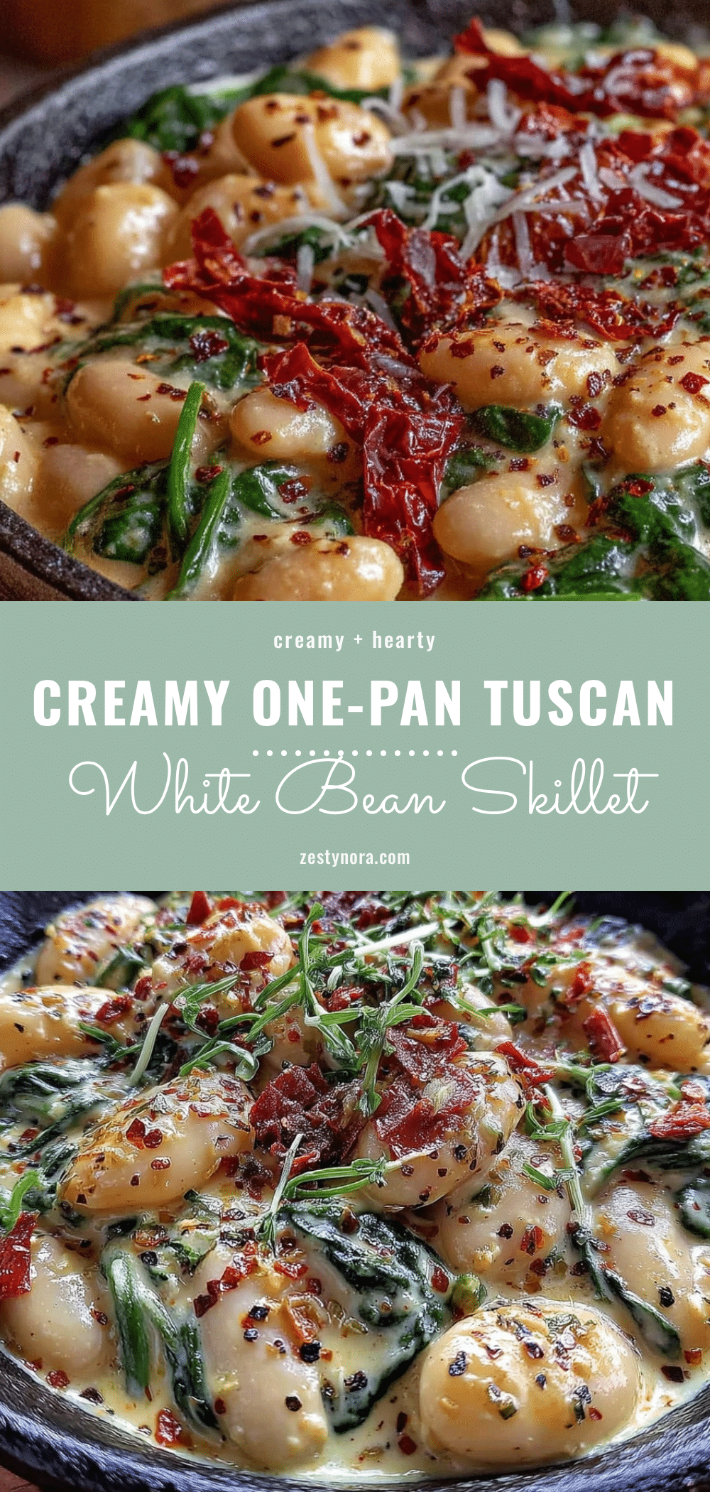 creamy one-pan tuscan white bean and spinach skillet recipe