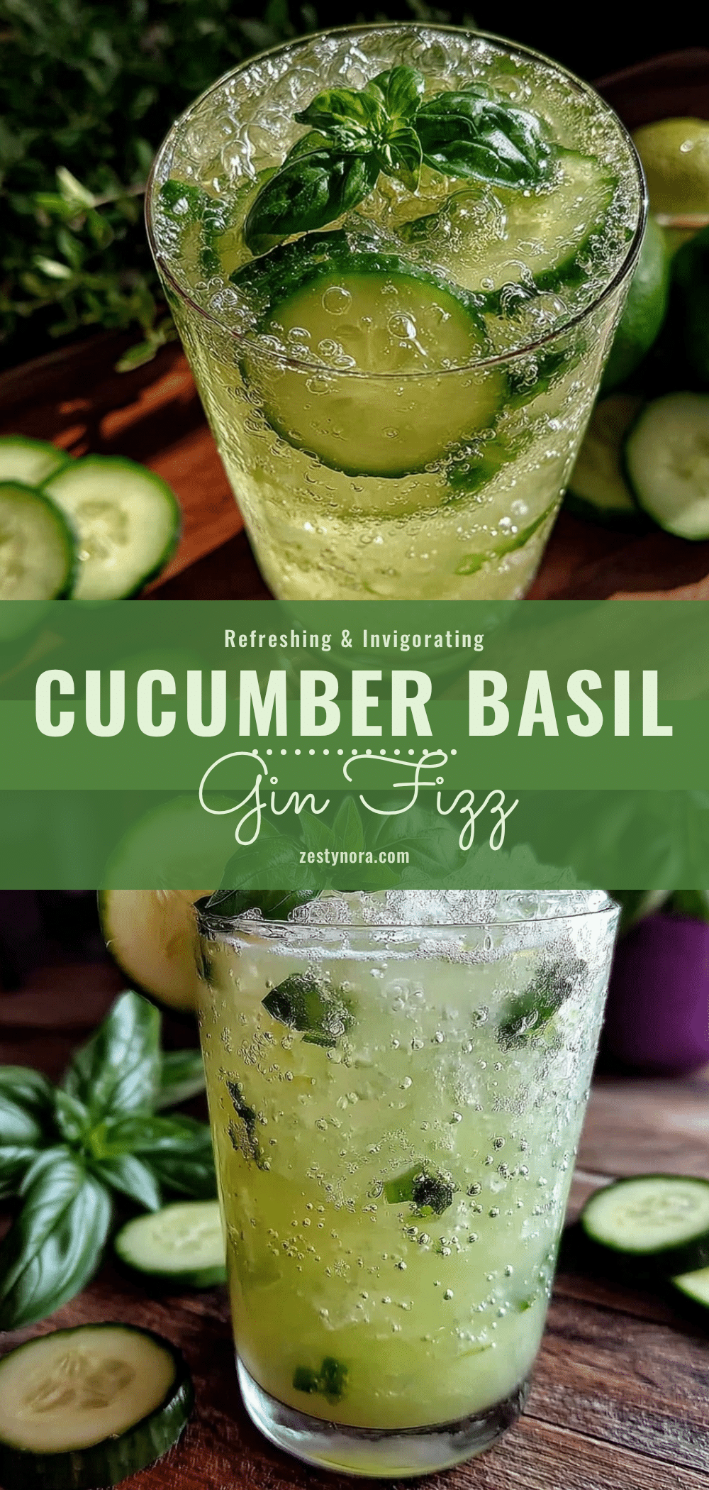 cucumber basil gin fizz cocktail recipe