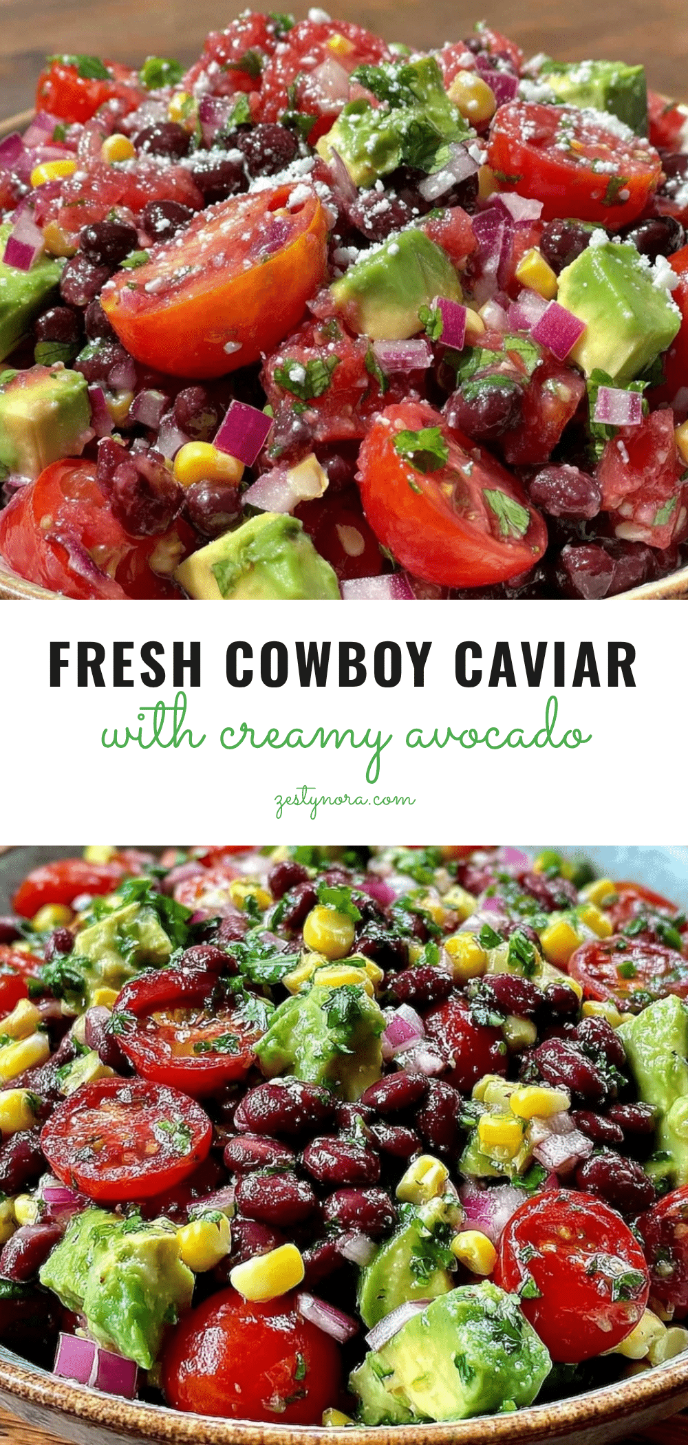 fresh cowboy caviar with creamy avocado recipe