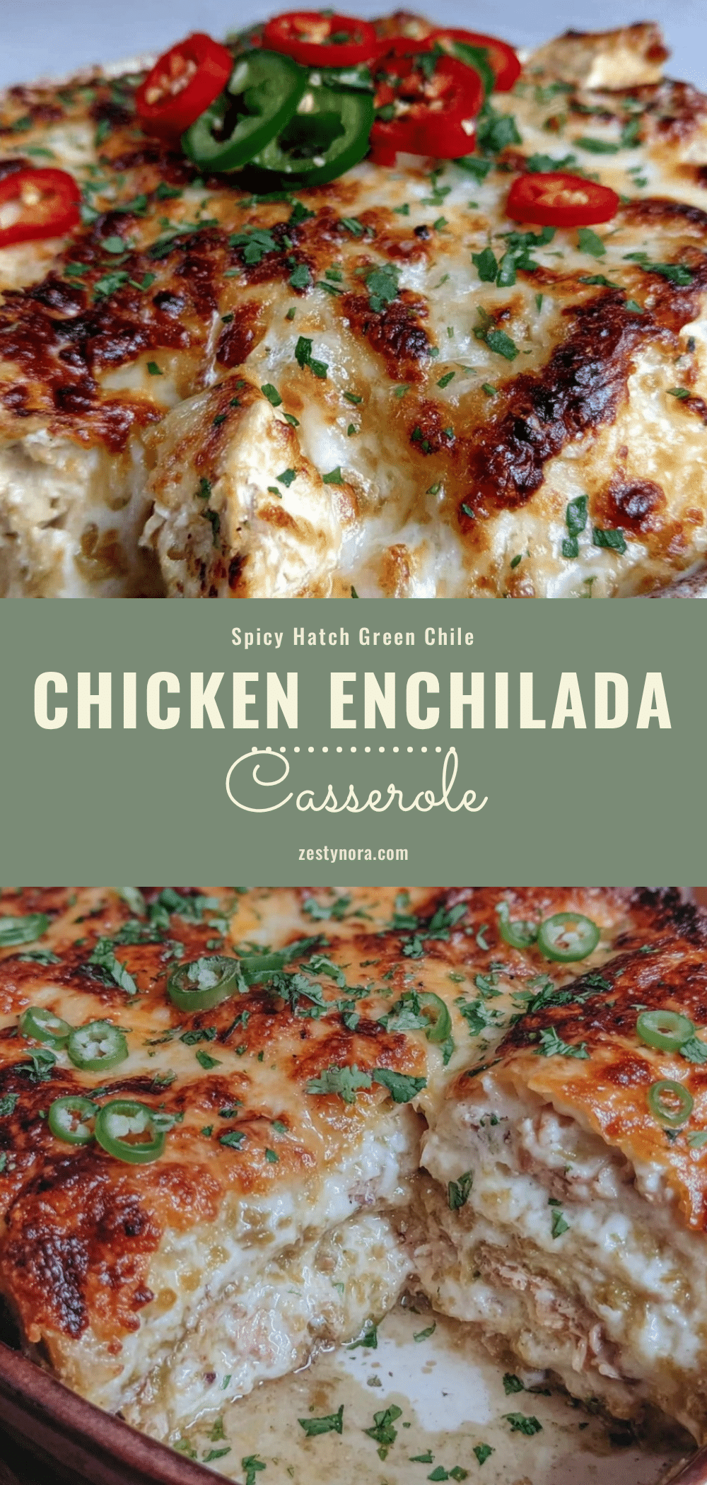 Hatch green chile chicken enchilada casserole recipe