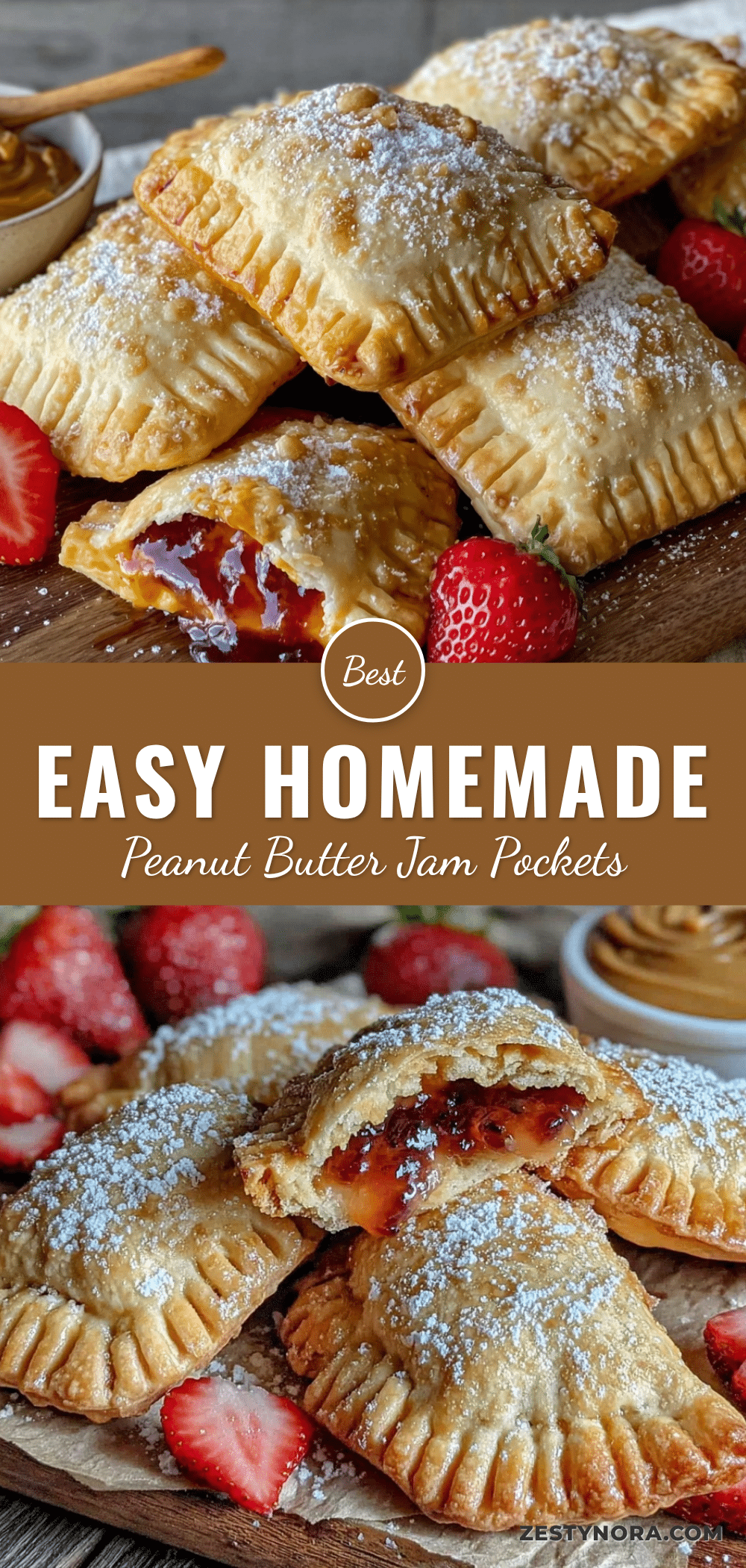 homemade peanut butter and strawberry jam pockets recipe