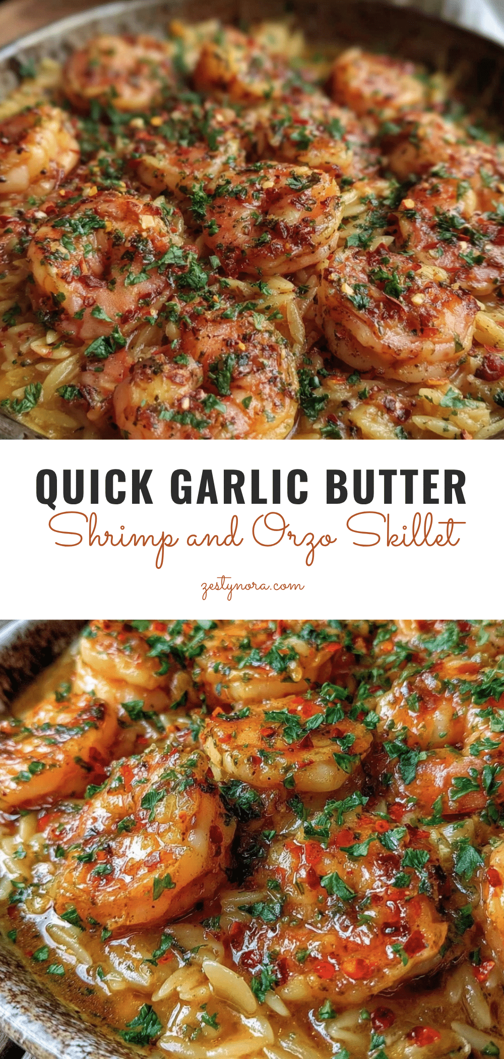 Quick Garlic Butter Shrimp and Orzo Skillet recipe