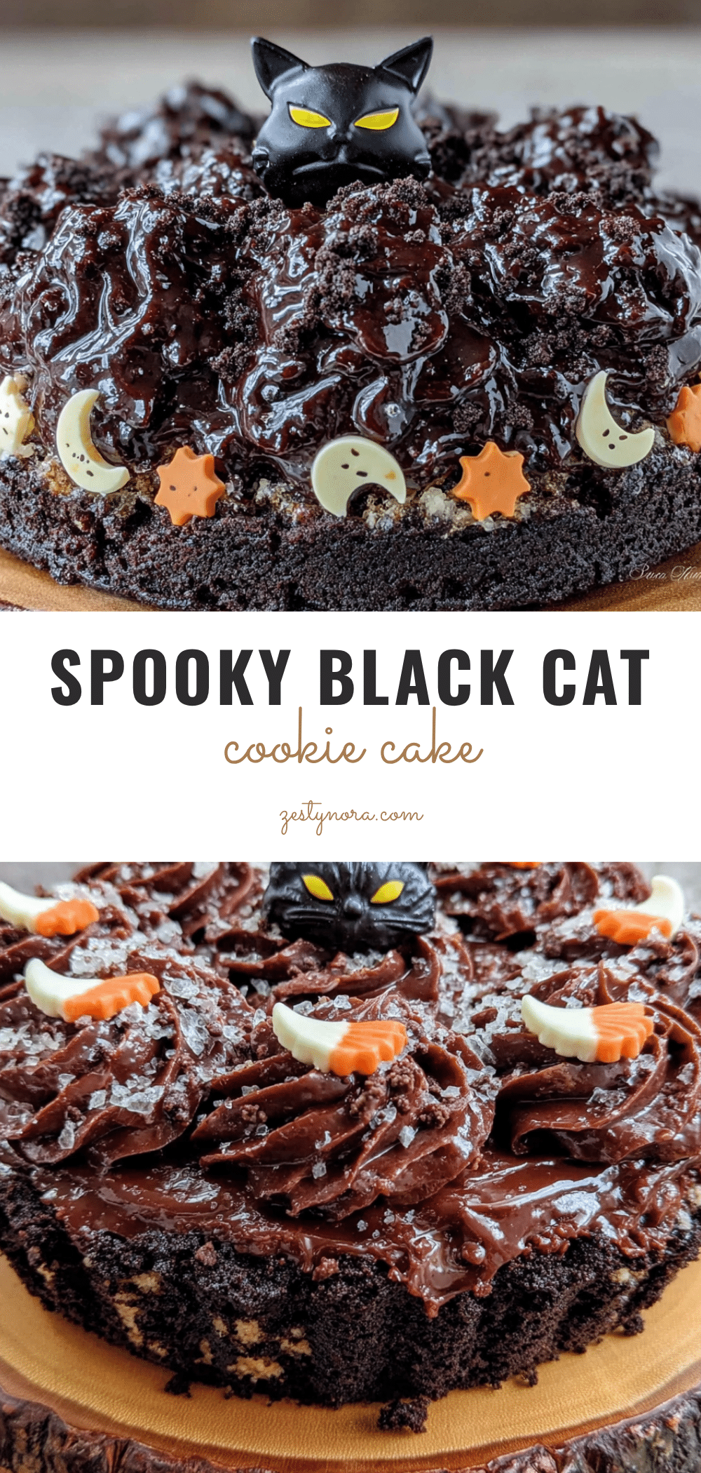 Black cat Halloween cookie cake recipe