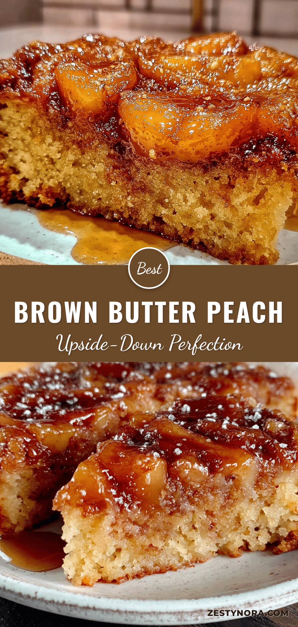 brown butter peach upside-down cake recipe