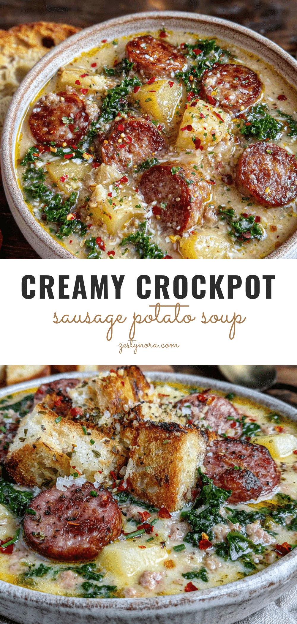 creamy crockpot sausage and potato soup with kale recipe