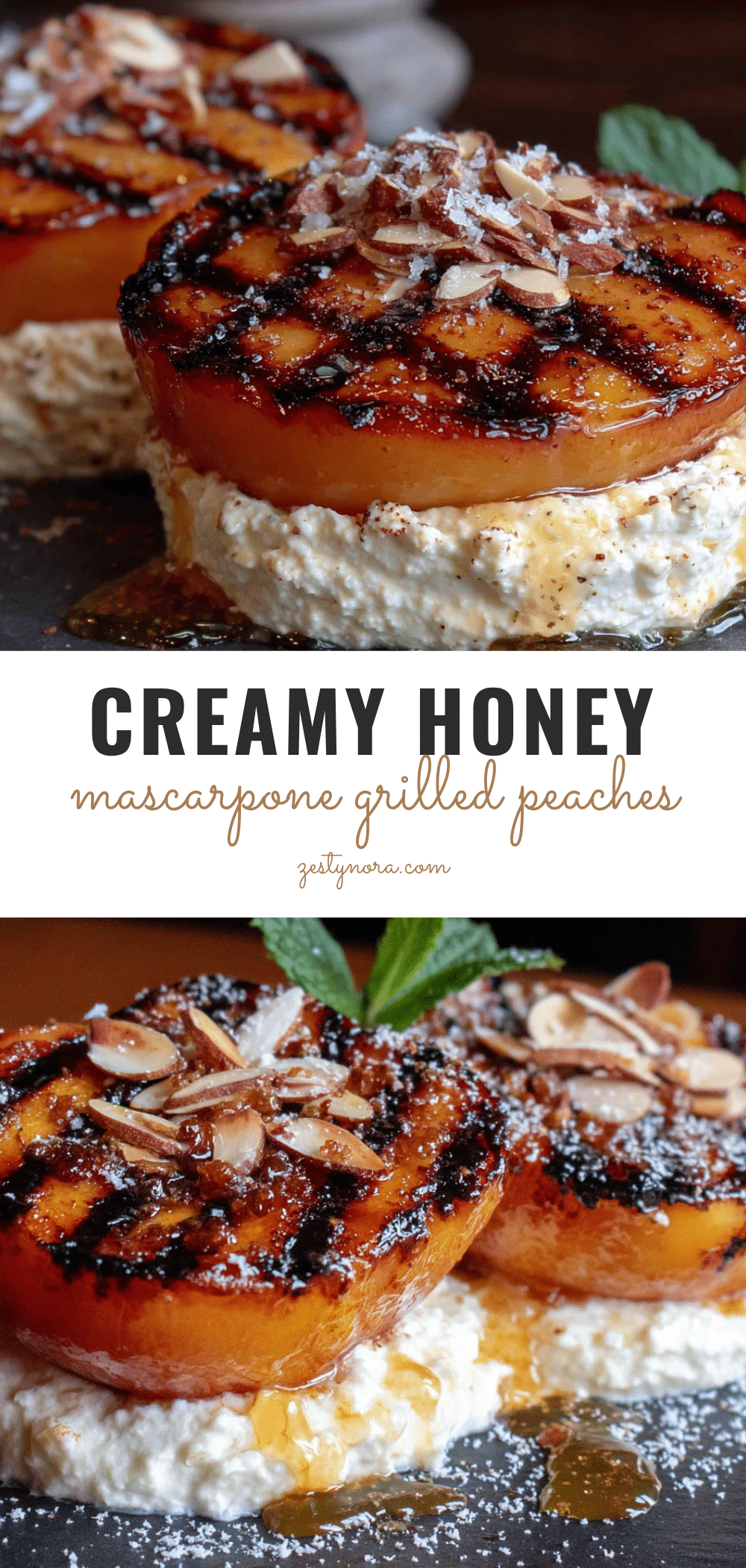 creamy honey mascarpone grilled peaches recipe