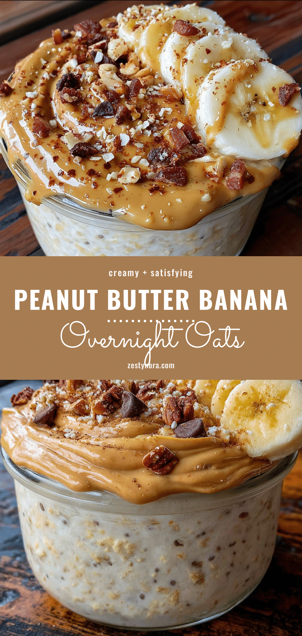 creamy peanut butter banana overnight oats recipe