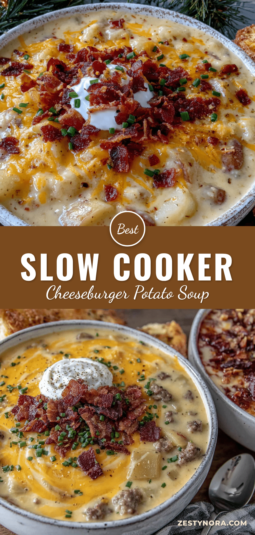 creamy slow cooker cheeseburger potato soup recipe