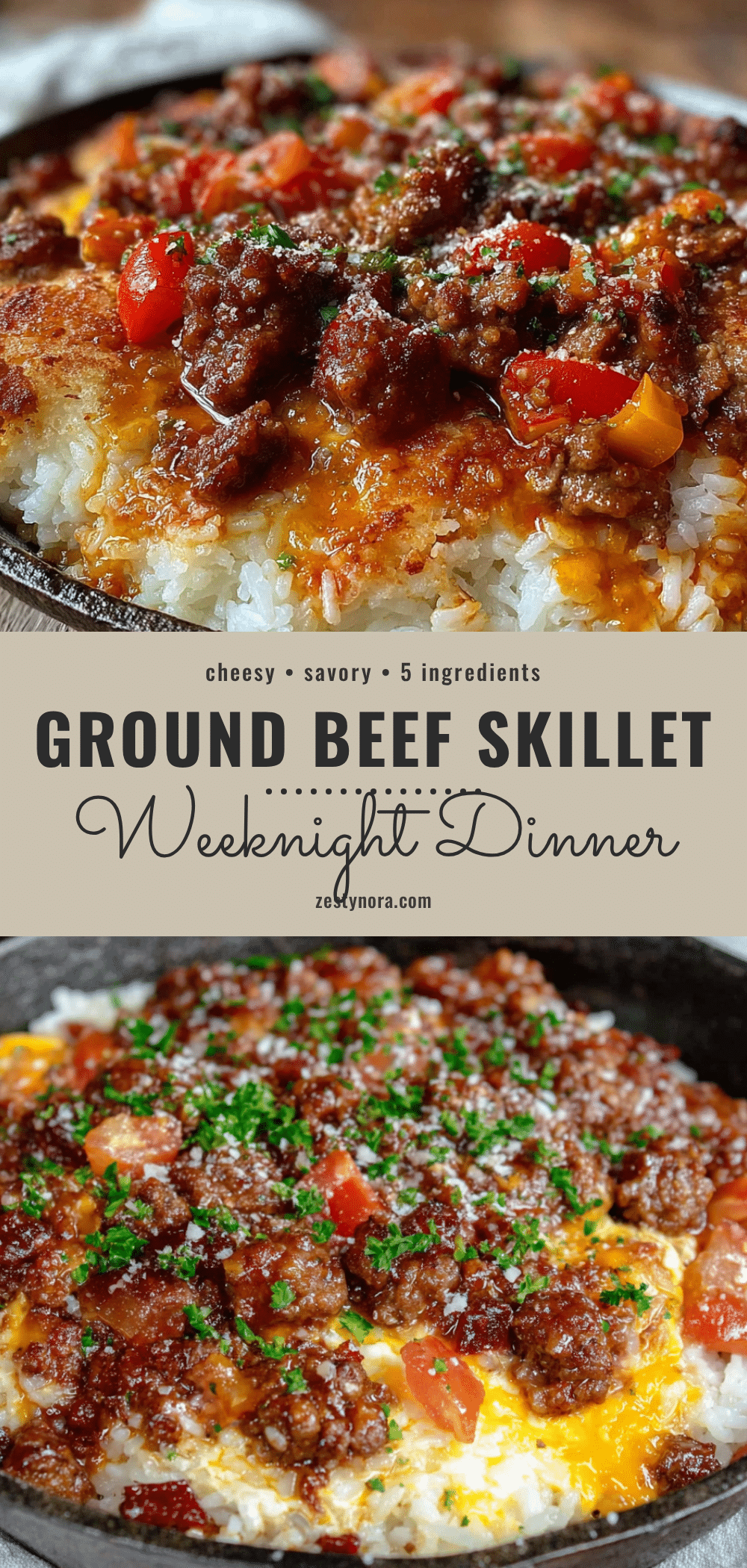 easy 5-ingredient ground beef and rice skillet dinner recipe