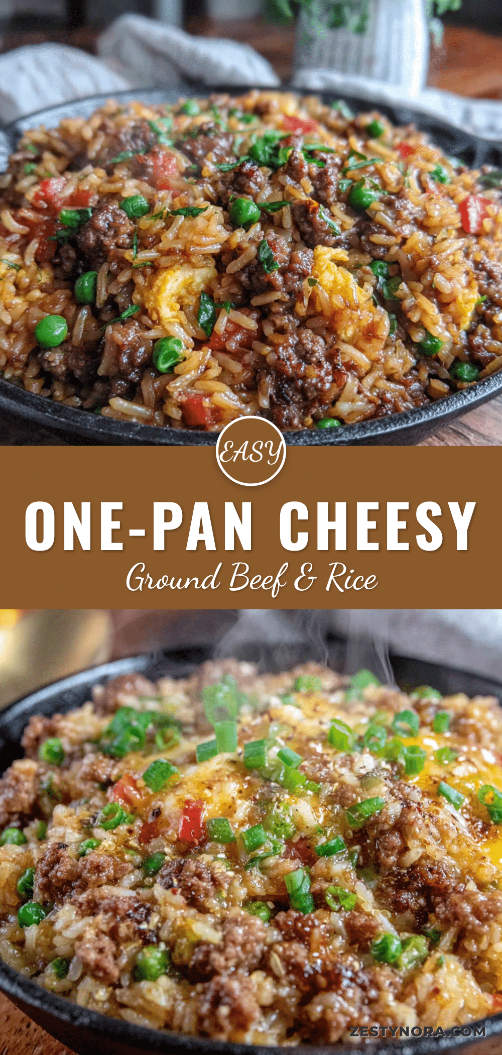 easy one-pan cheesy ground beef and rice recipe