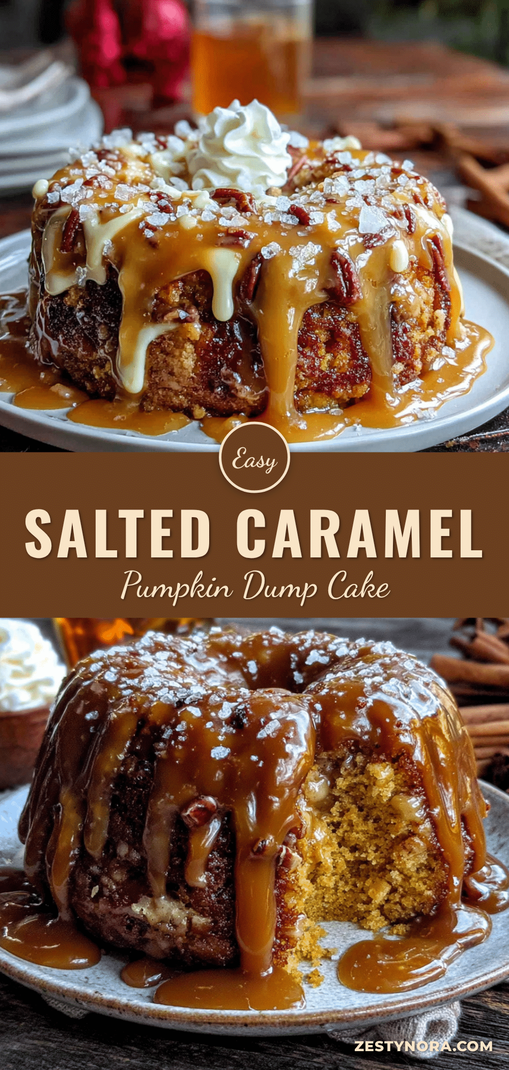 easy salted caramel pumpkin dump cake recipe