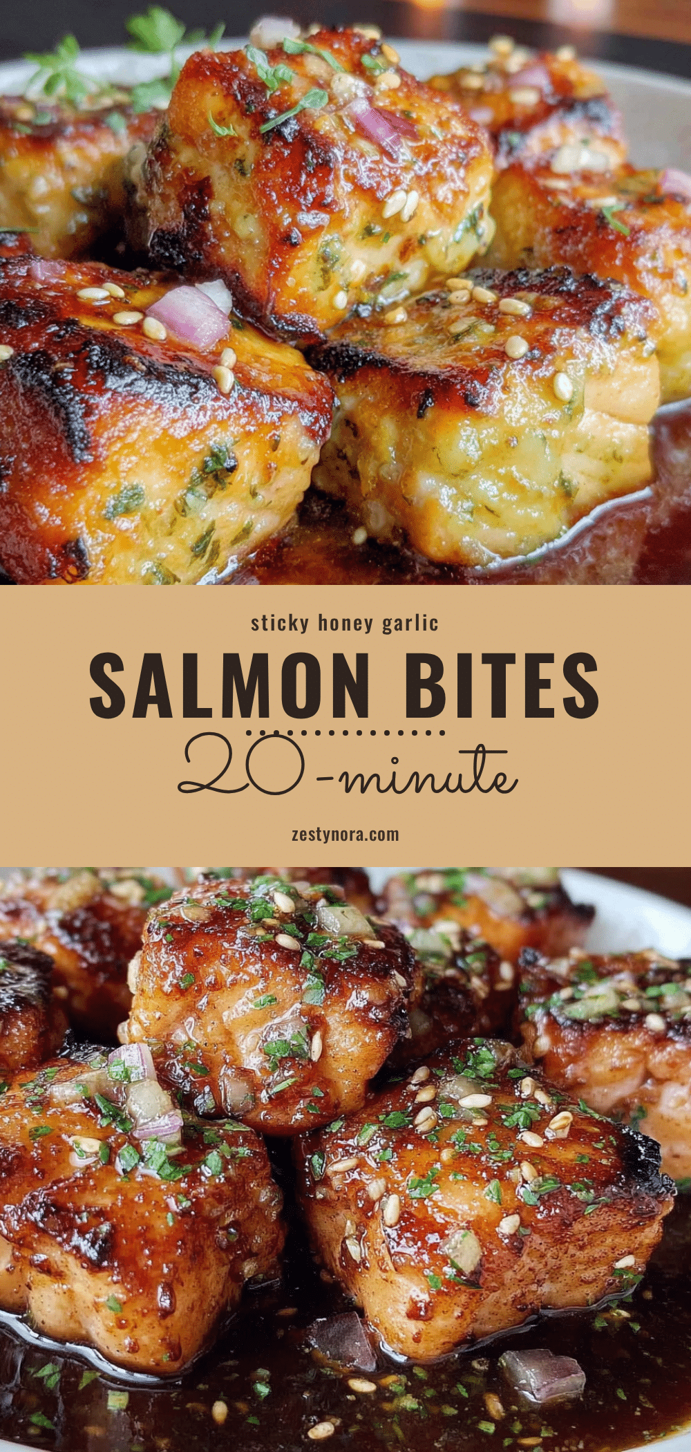 honey garlic salmon bites recipe