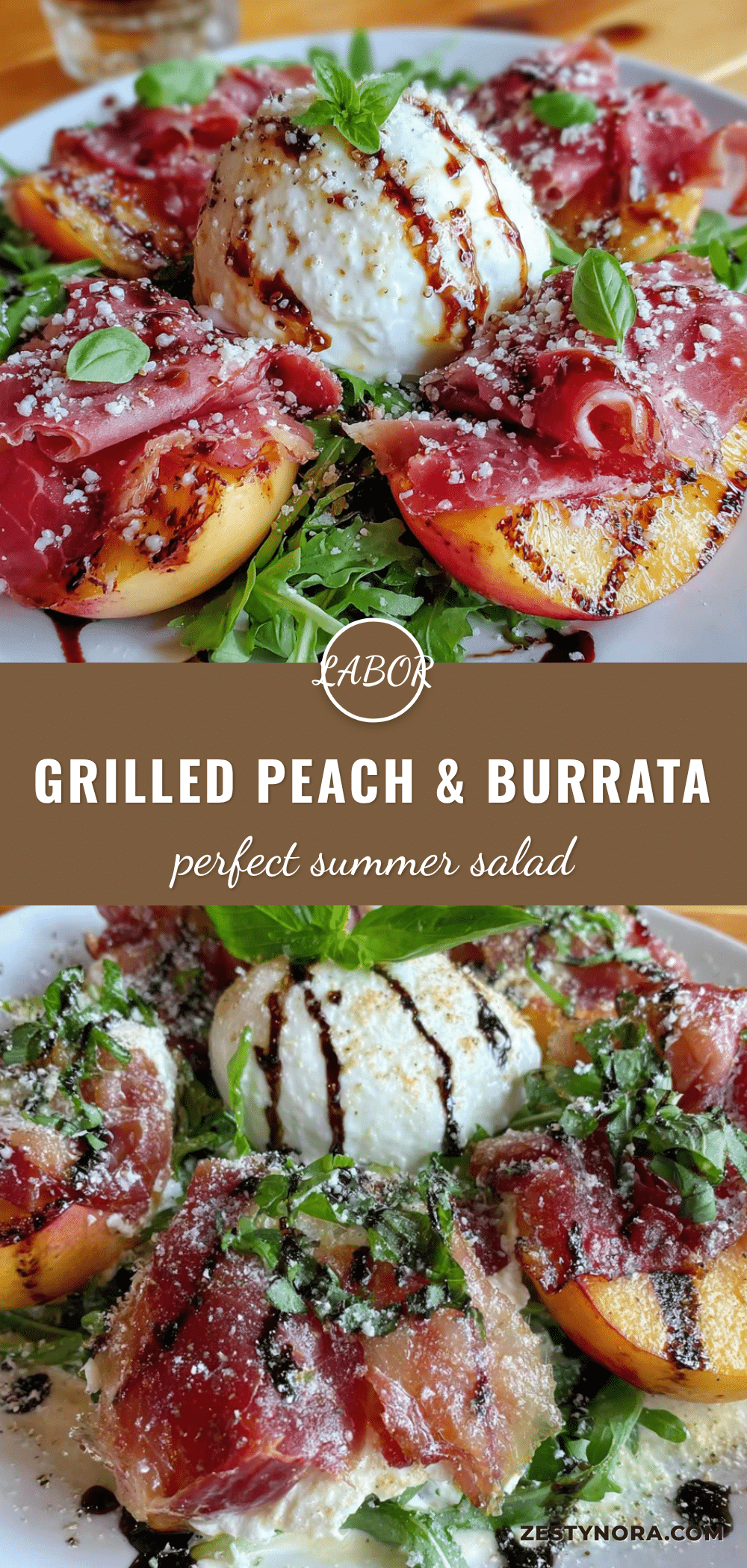 perfect grilled peach and burrata salad for labor day recipe