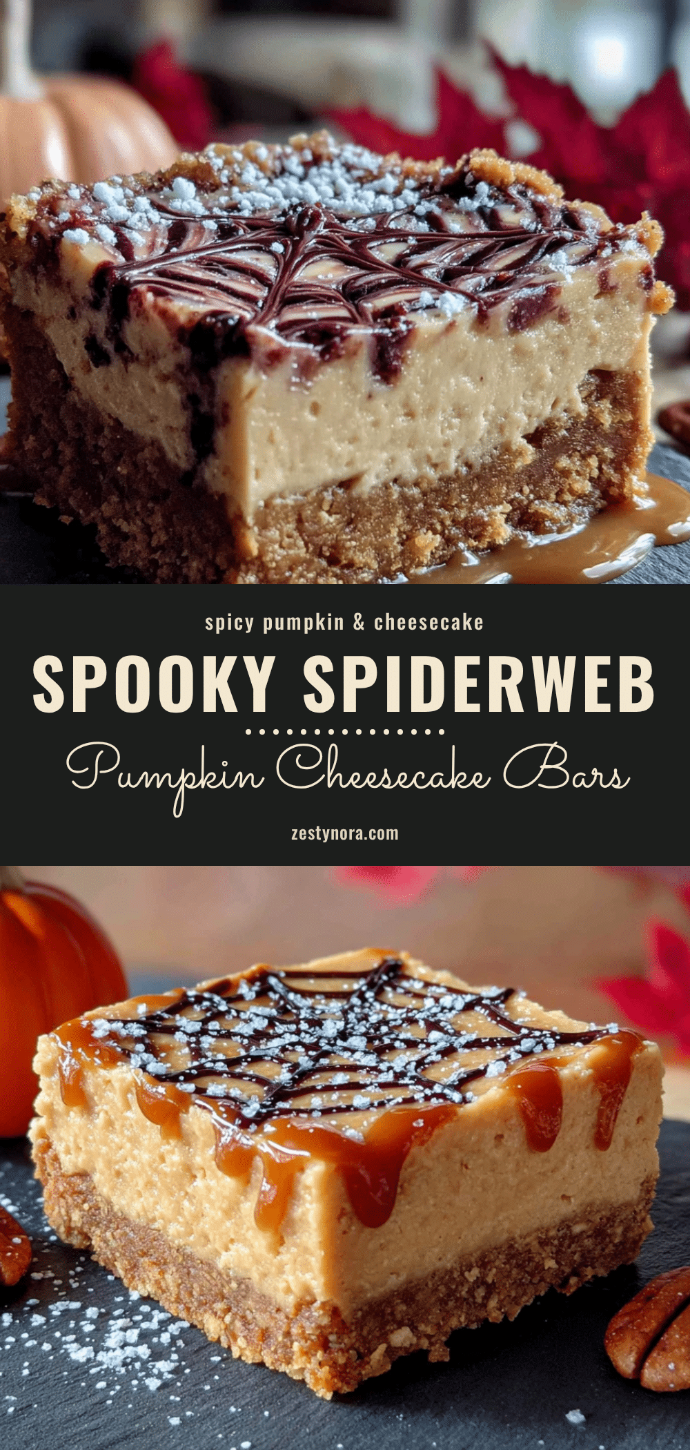 spiderweb pumpkin cheesecake bars recipe