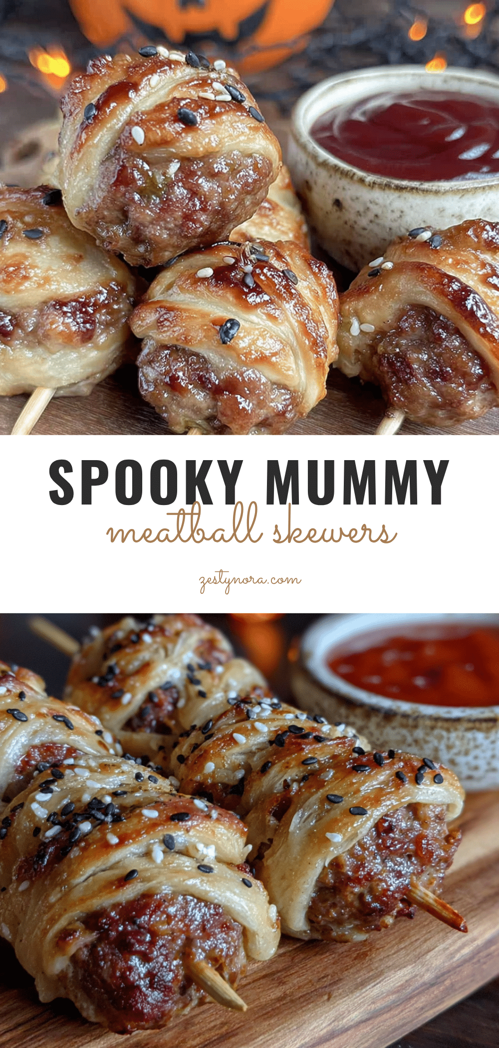 spooky mummy meatball skewers recipe