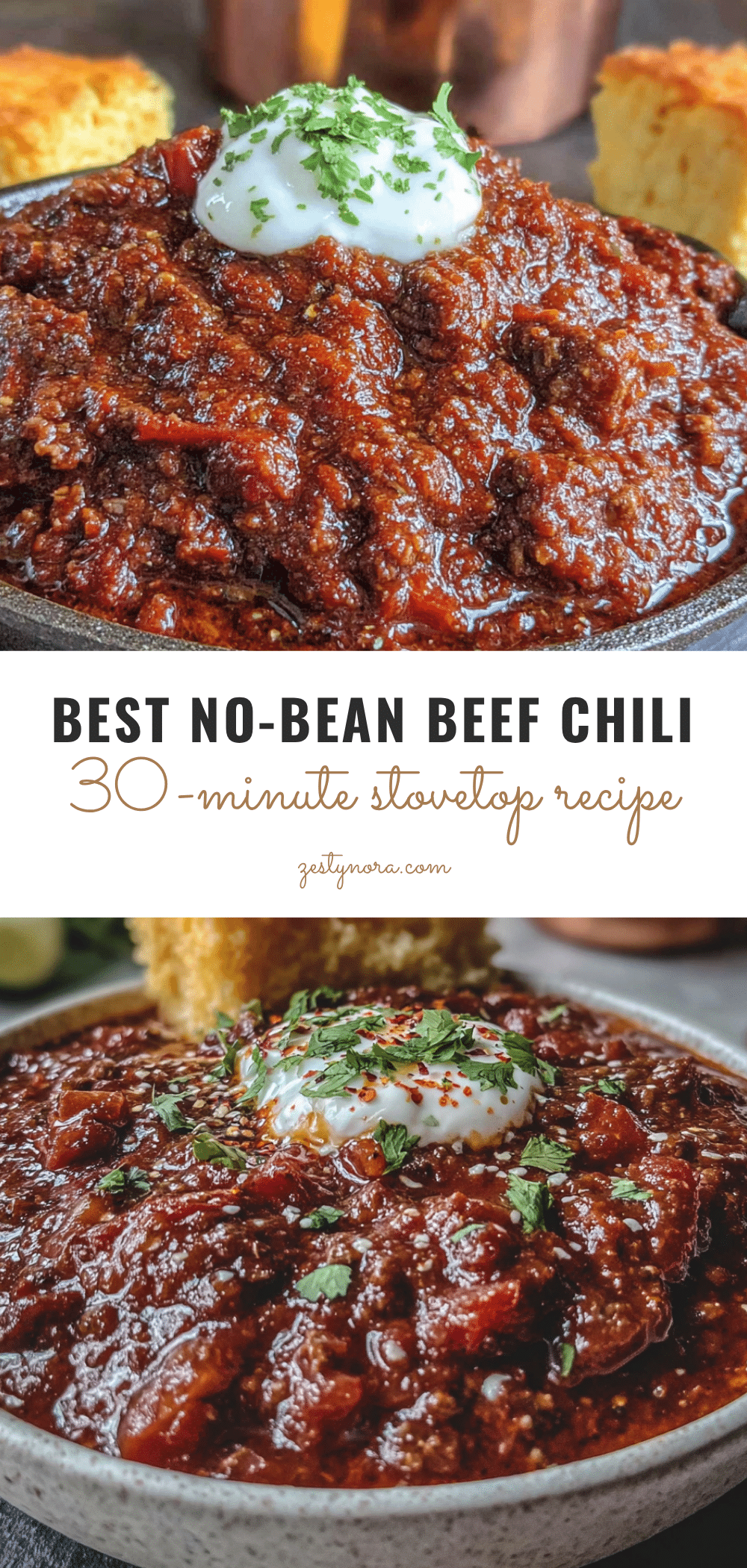 30-minute no-bean beef chili recipe