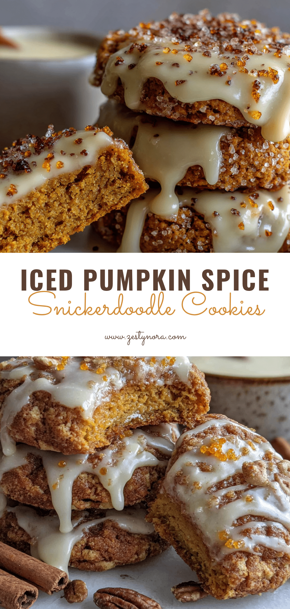 Chewy Iced Pumpkin Spice Snickerdoodle Cookies recipe