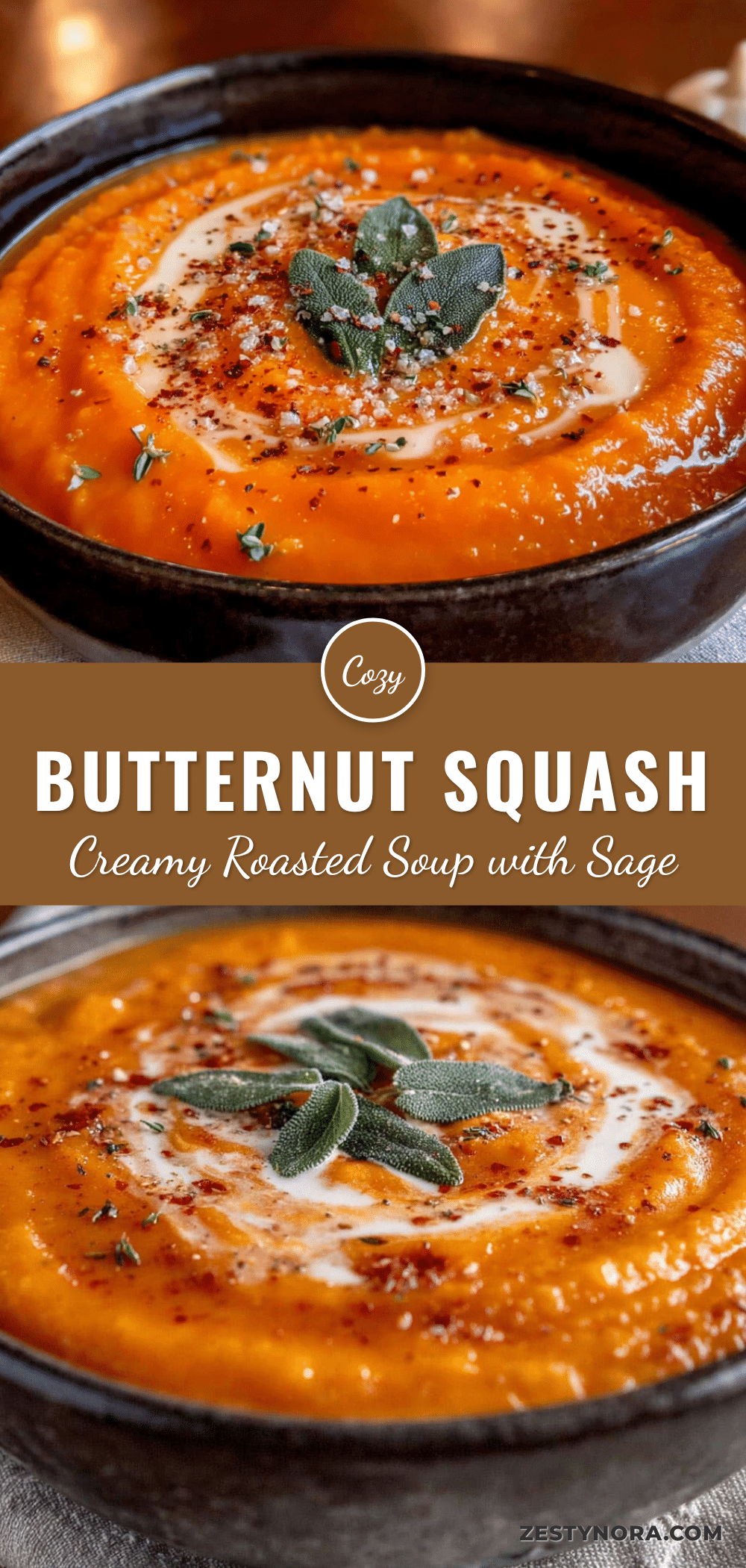cozy creamy roasted butternut squash soup with sage recipe