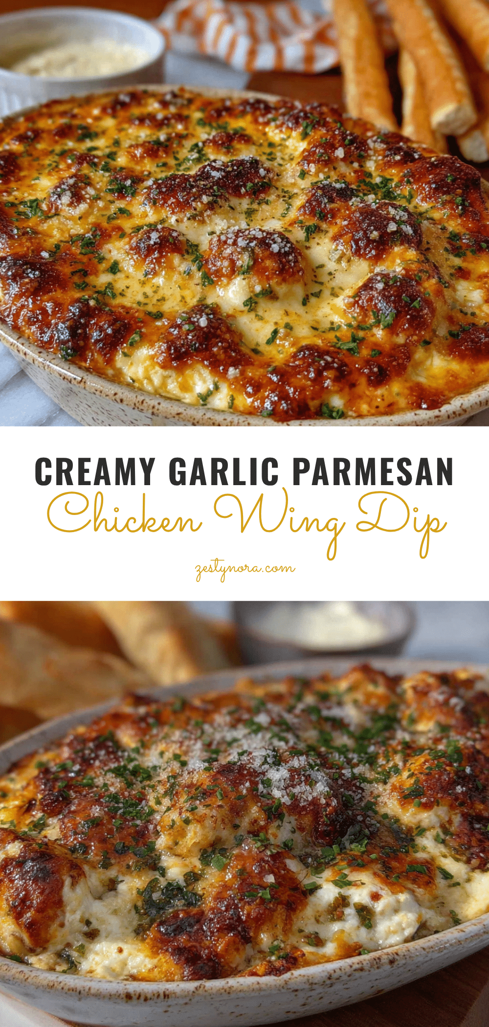 creamy garlic parmesan chicken wing dip recipe