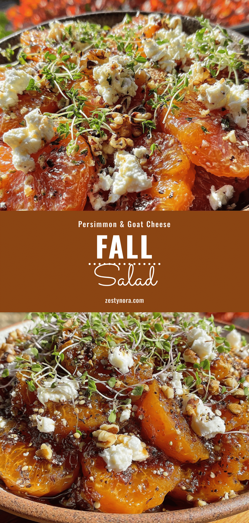 Creamy Persimmon Goat Cheese Fall Salad recipe