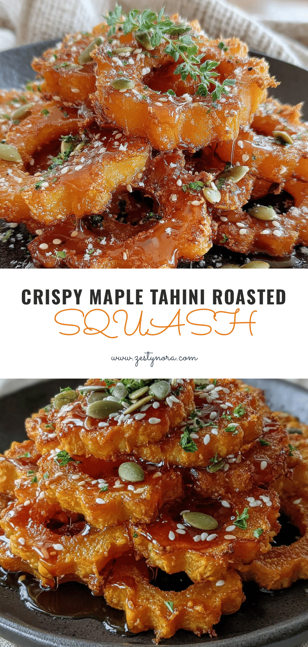 Crispy Maple Tahini Roasted Delicata Squash Rings recipe