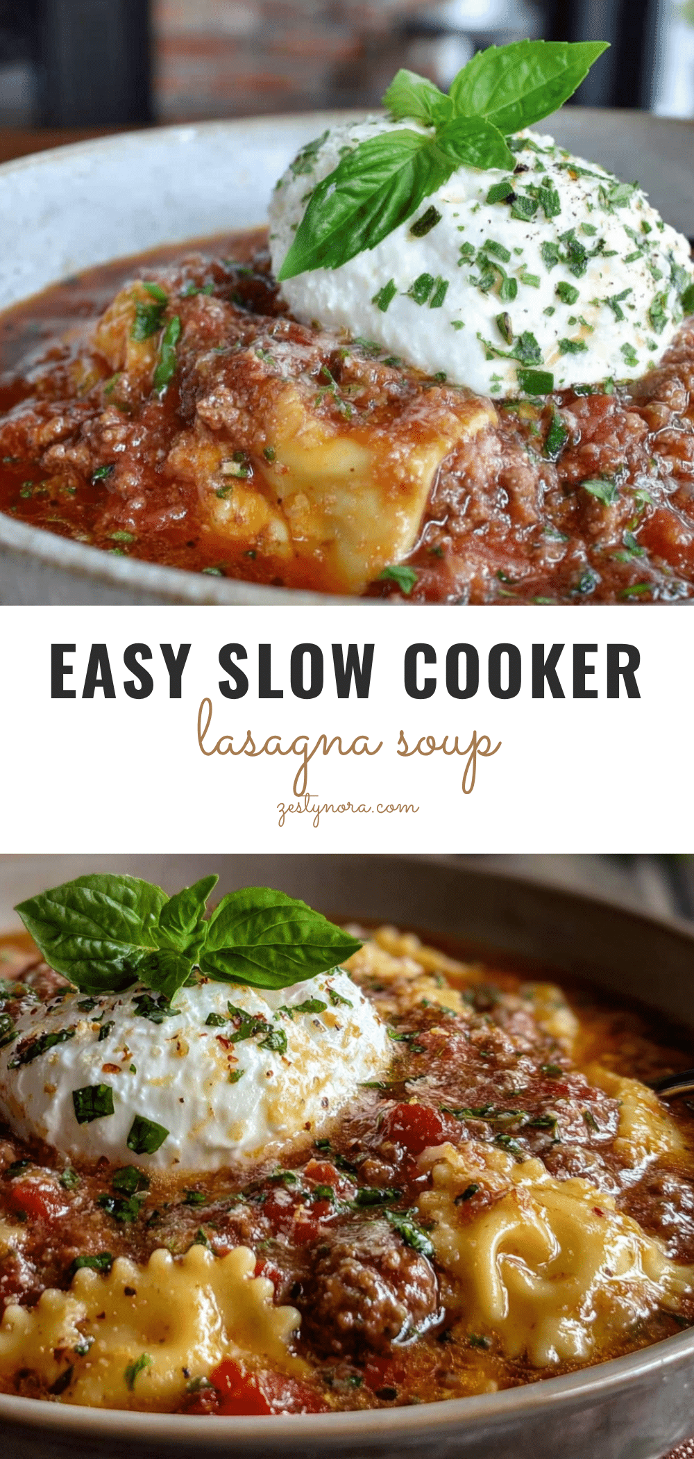 Easy Slow Cooker Lasagna Soup with Ricotta recipe
