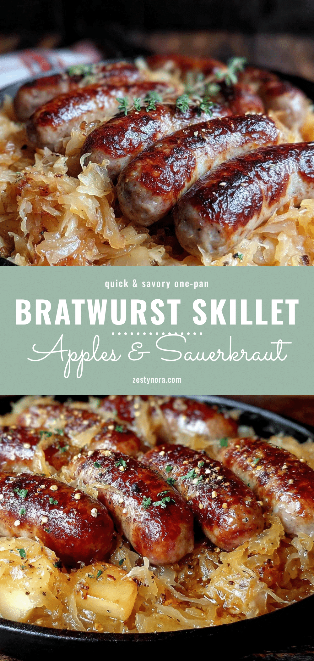 german bratwurst skillet with apples and sauerkraut recipe