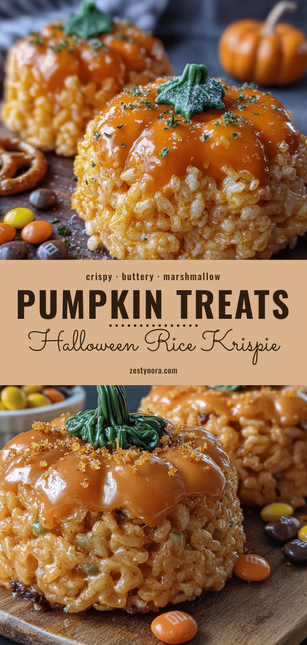 Halloween Rice Krispie Treat Pumpkins recipe
