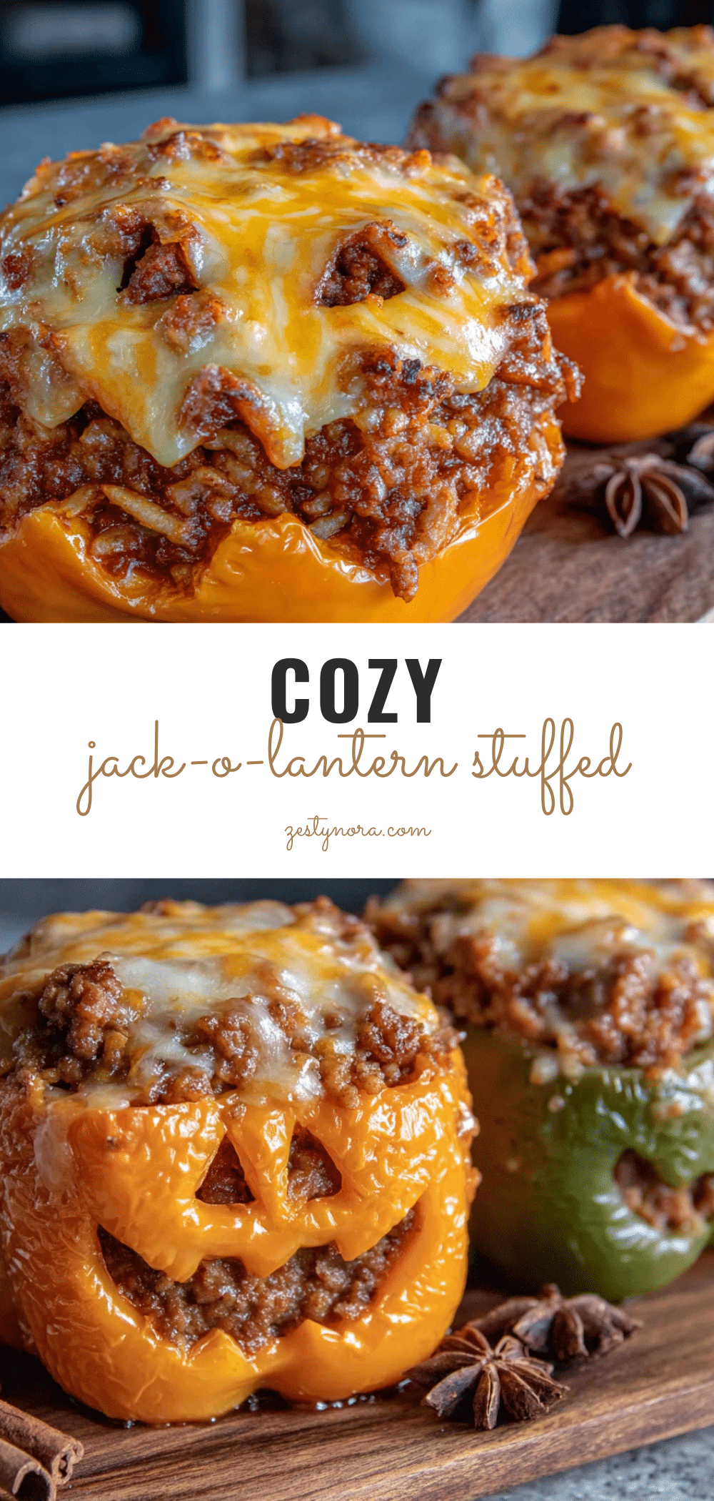 jack-o-lantern stuffed bell peppers recipe