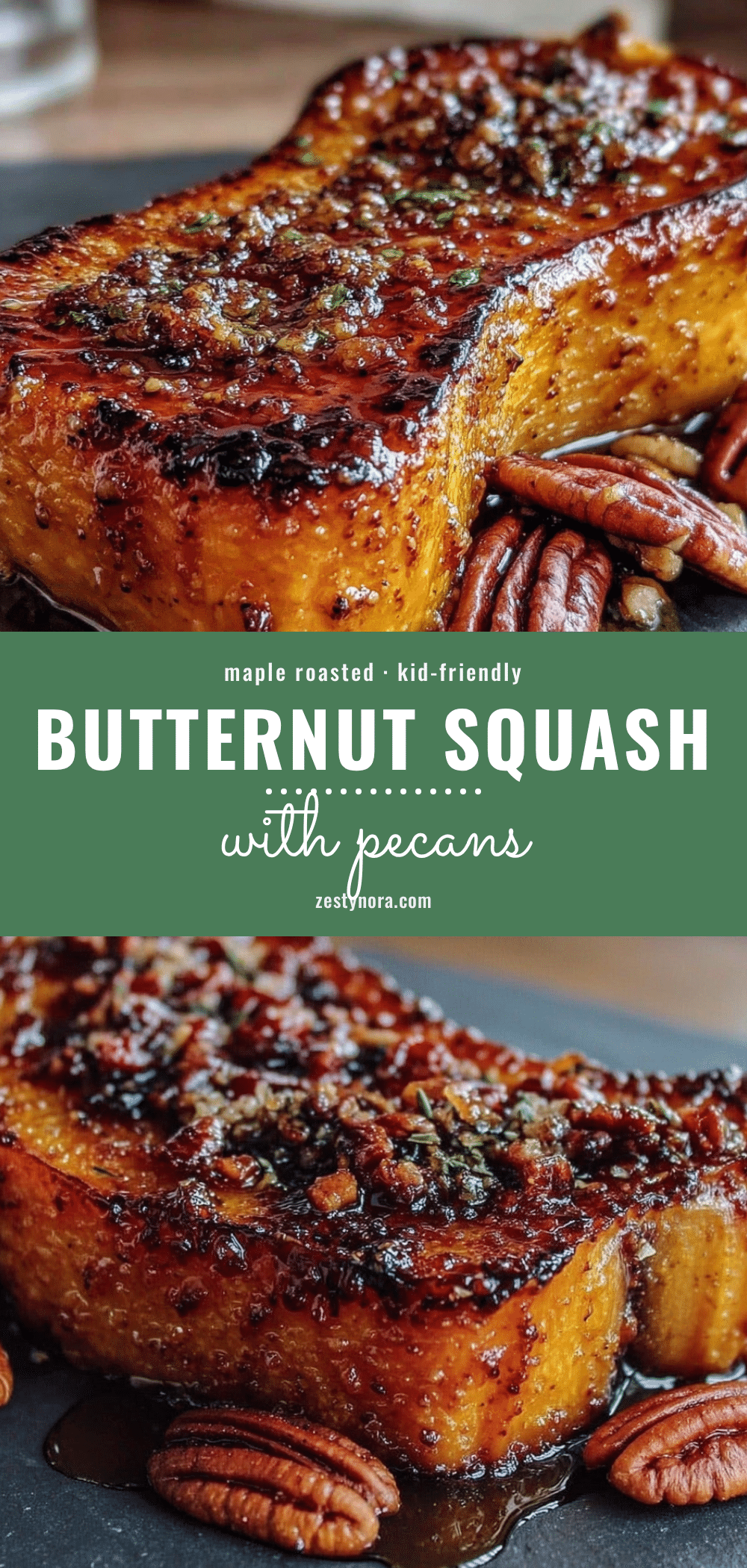 kid-friendly maple roasted butternut squash with pecans recipe