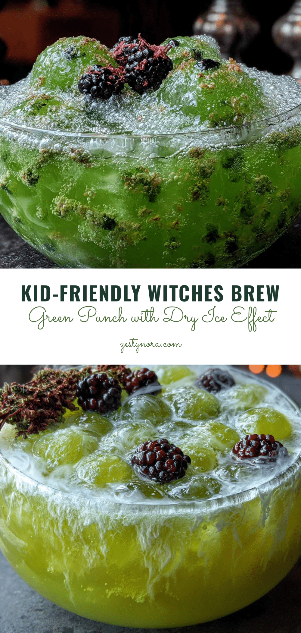 Kid-Friendly Witches Brew Green Punch with Dry Ice Effect recipe