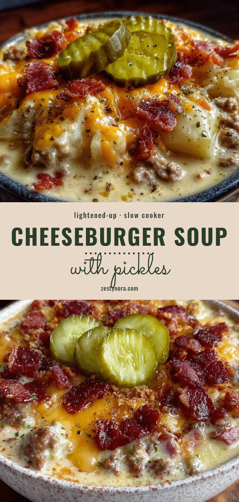 lightened-up cheeseburger soup with pickles recipe