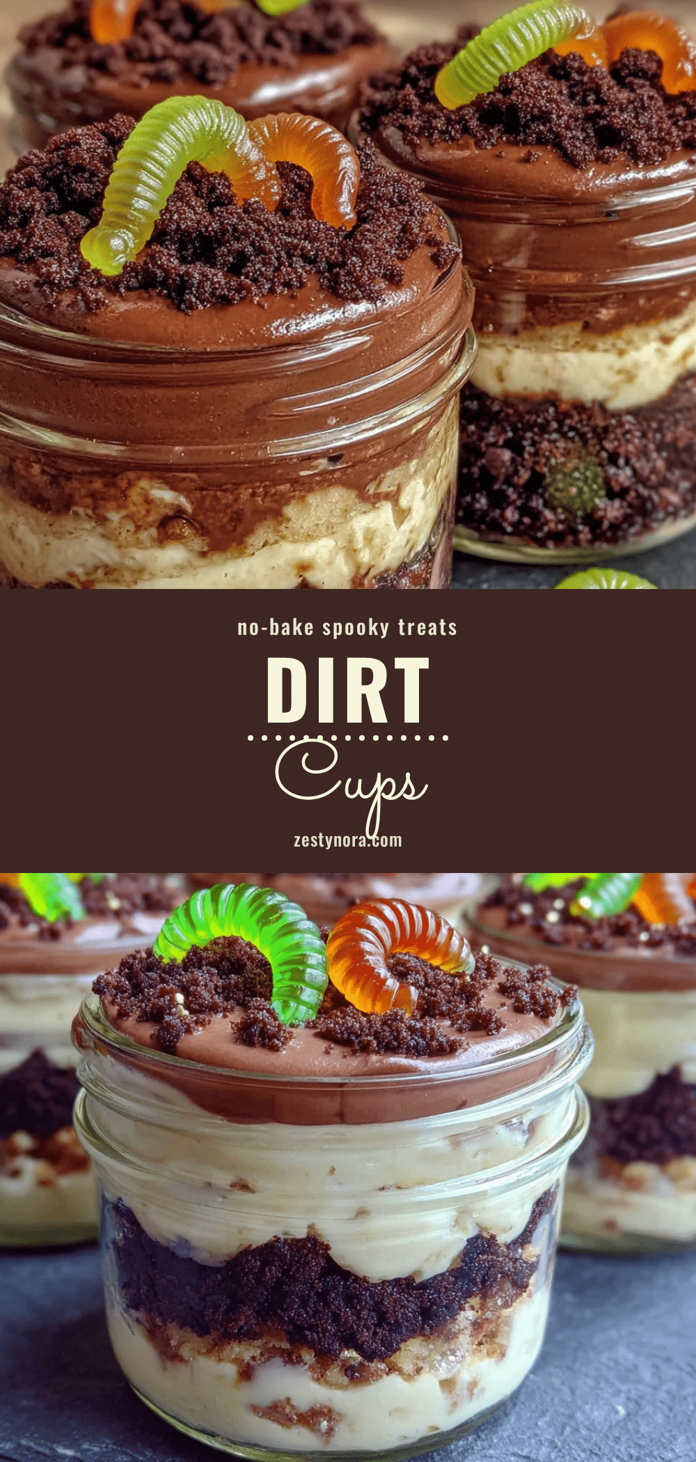 No-Bake Halloween Dirt Cups recipe