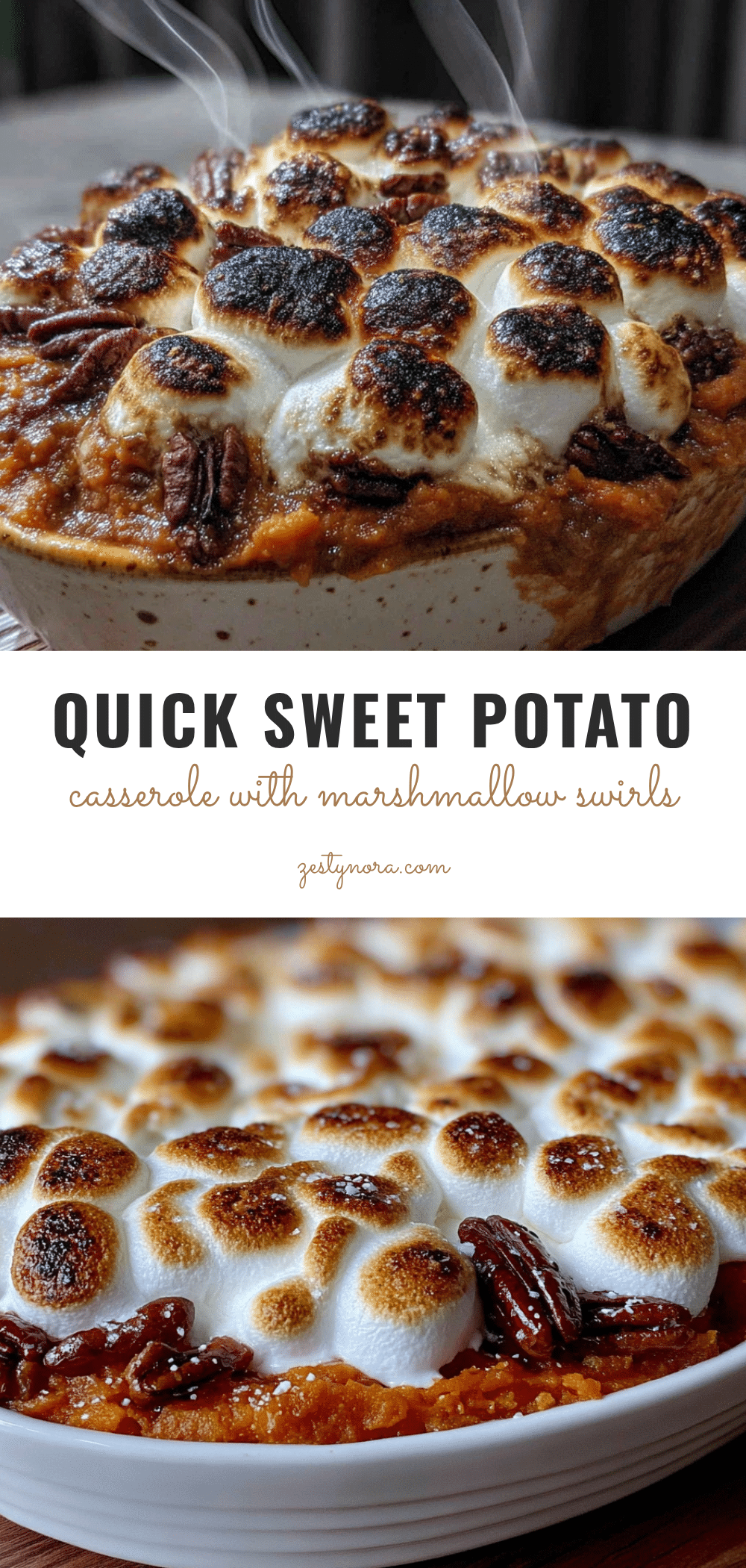 quick sweet potato casserole with marshmallow swirls recipe