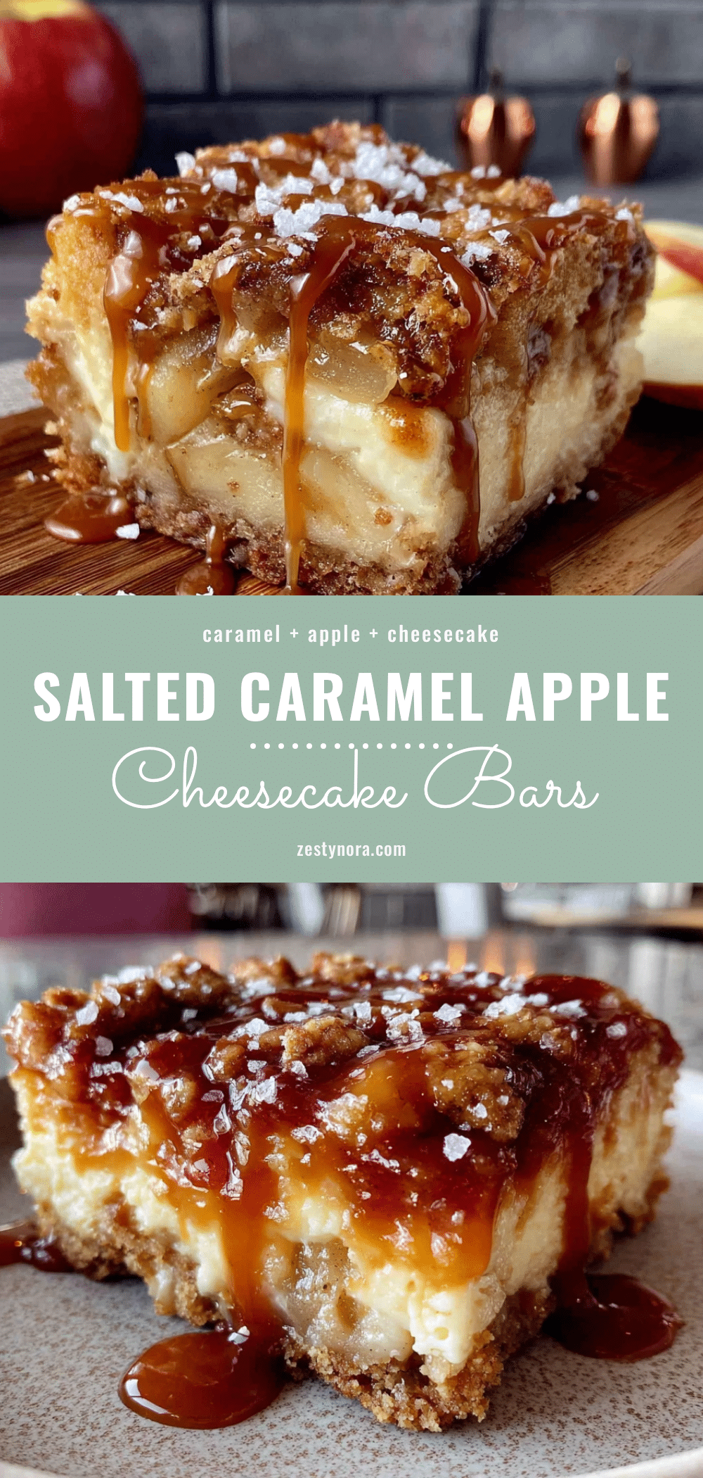 salted caramel apple cheesecake bars recipe