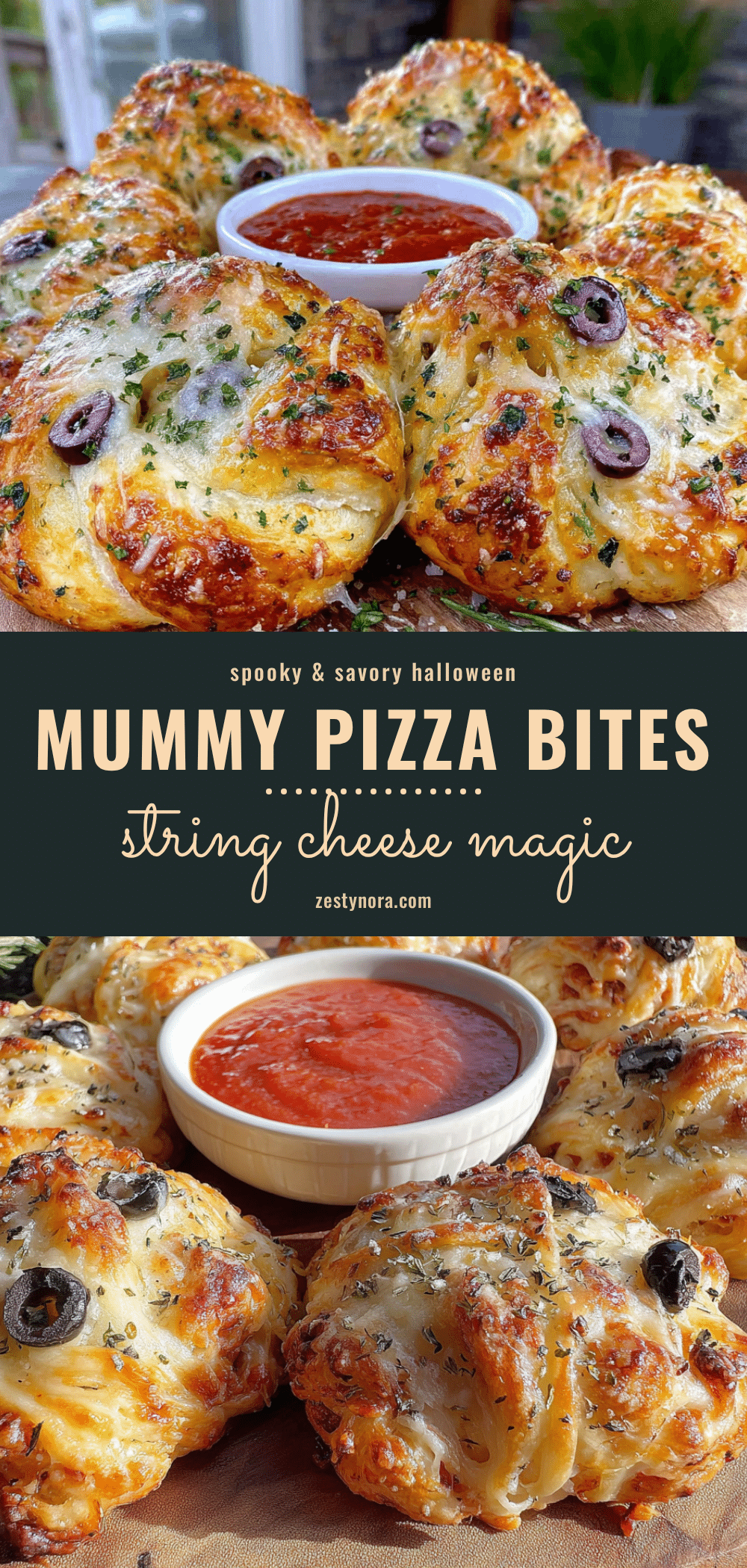 spooky mummy pizza bites for Halloween recipe