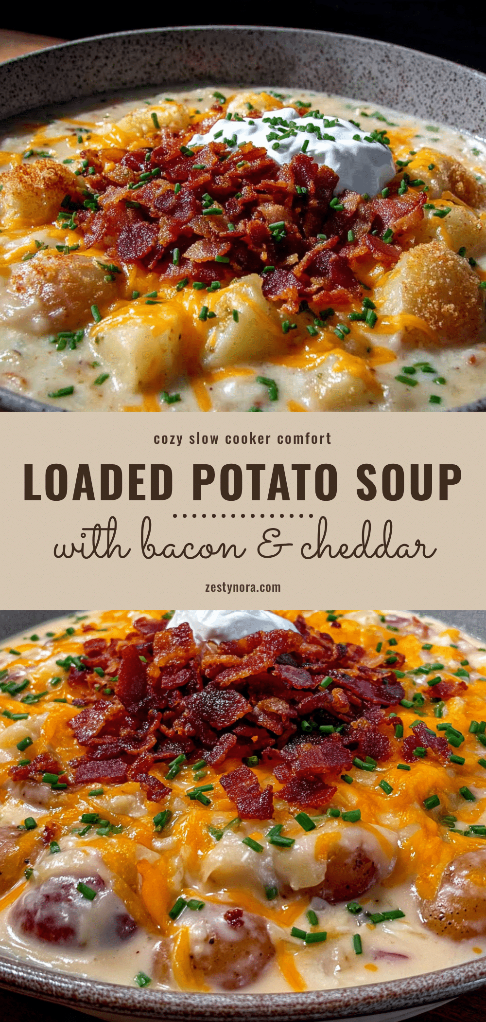 cozy loaded crockpot potato soup with bacon recipe