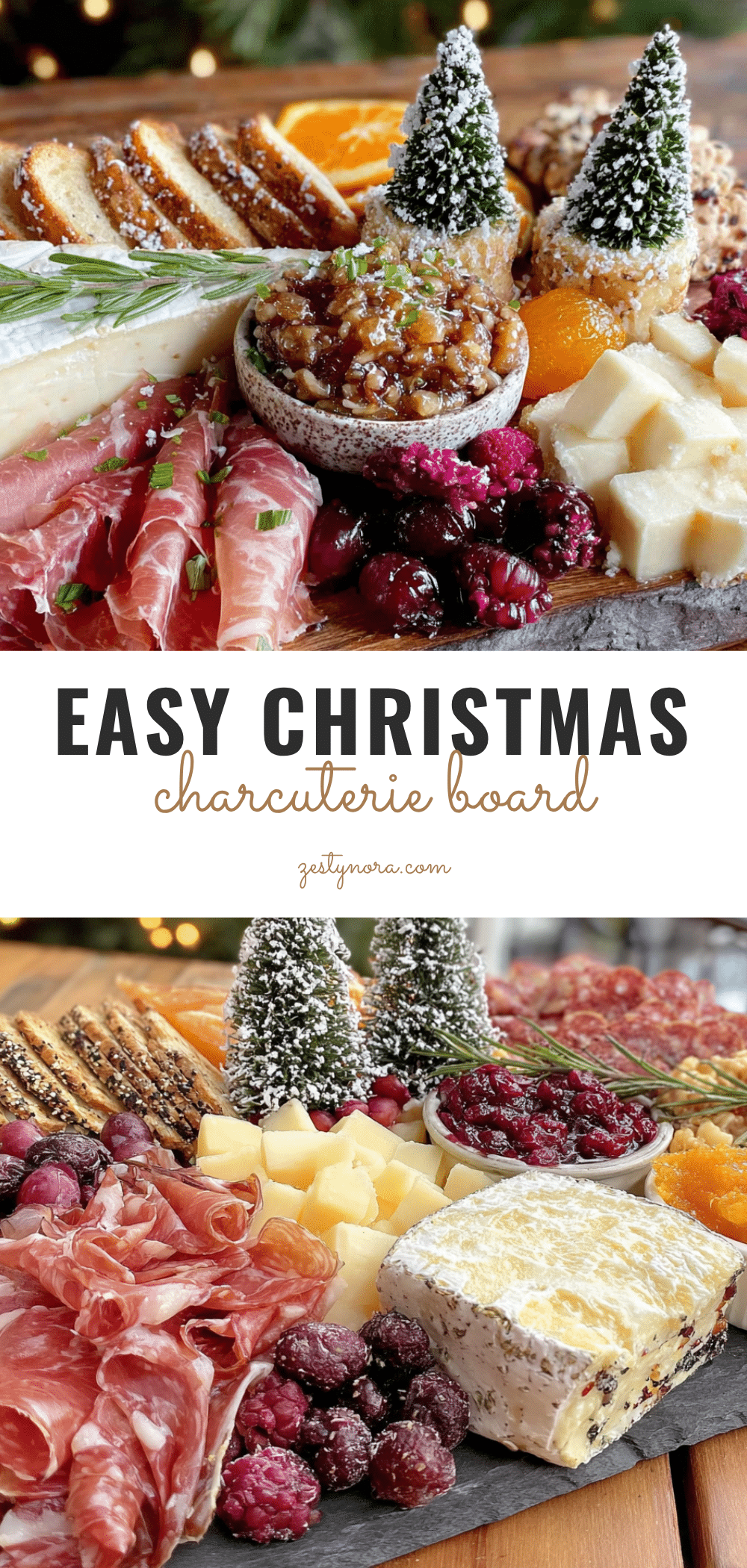 Easy Christmas Charcuterie Board with Rosemary Trees recipe