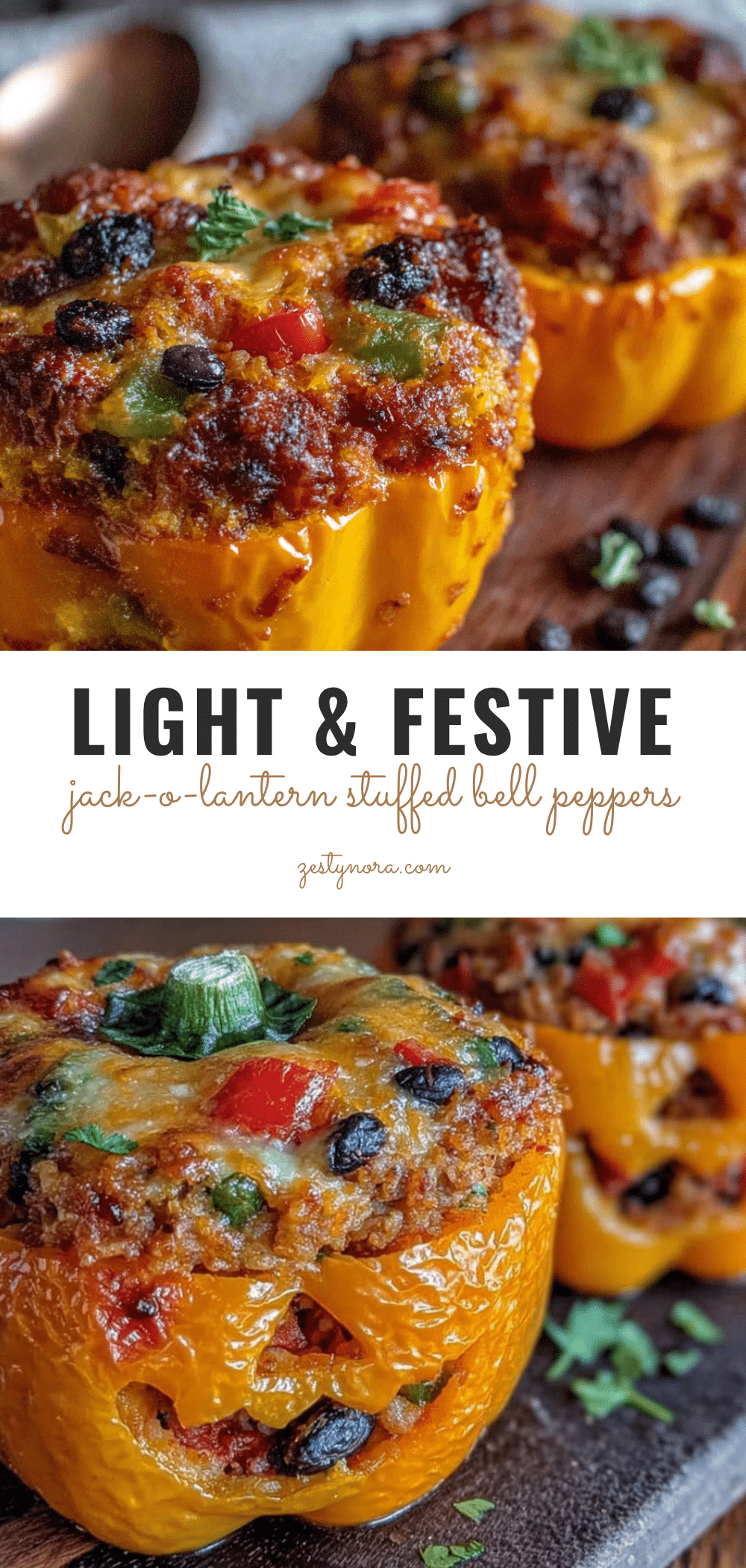 jack-o-lantern stuffed bell peppers recipe