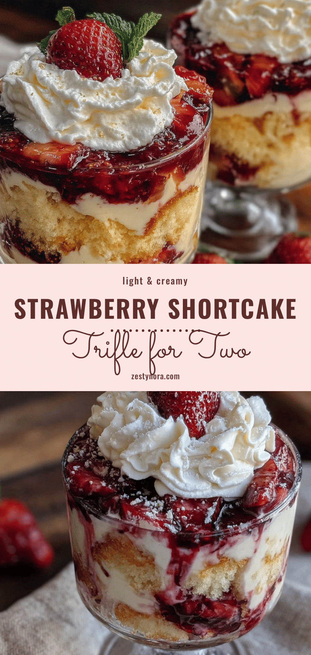 light strawberry shortcake trifle for two recipe