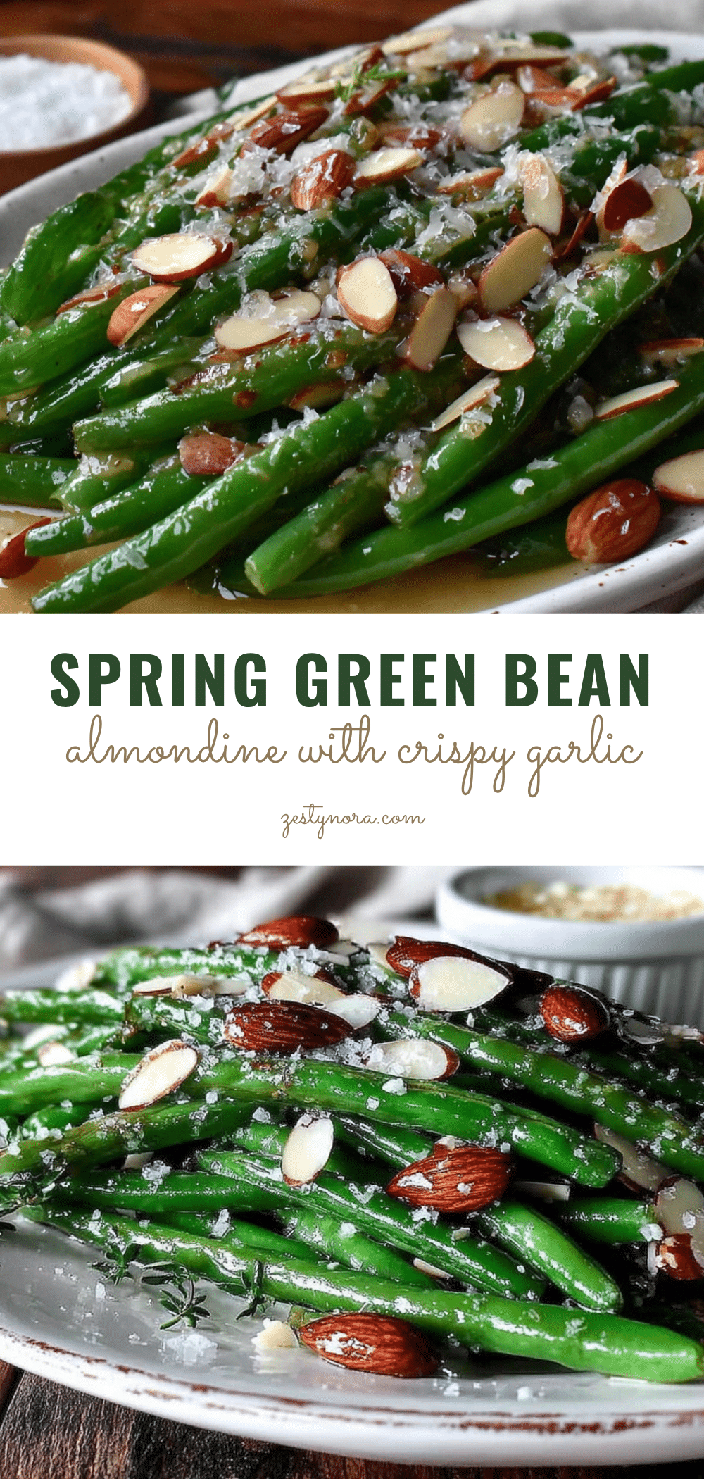 Spring Green Bean Almondine with Crispy Garlic recipe