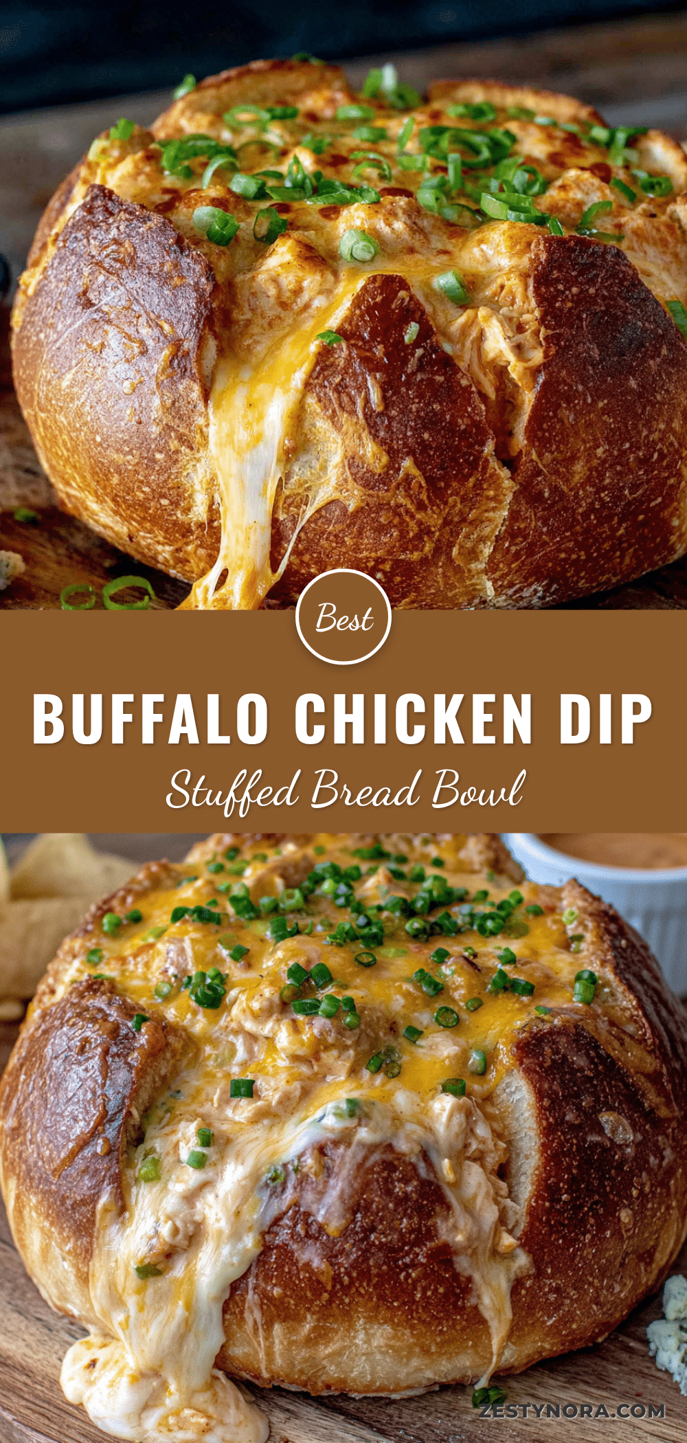 wholesome buffalo chicken dip stuffed bread bowl recipe